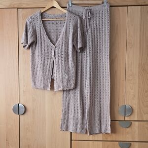 Women's Knit Lounge Set in Brown, Small, VGUC, Loungwear Chic, Quiet Luxury